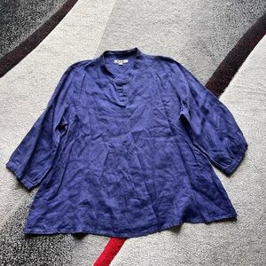 Flax Purple Linen V Neck Be Yourself Tunic Top